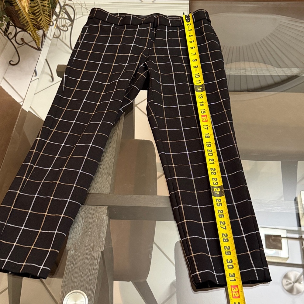 Amanda + Chelsea SZ 4 Black with Yellow & White Windowpane Print Ankle Trousers - Picture 3 of 13